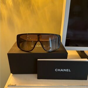 Chanel Shield Sunglasses. Black